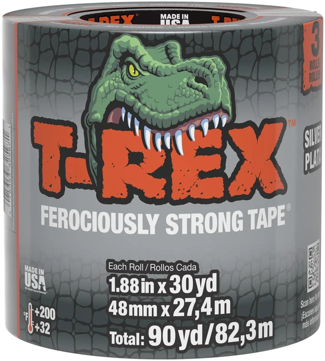 Alt view image 2 of 7 - Tape Heavy Duty Duct Tape with UV Resistant & Waterproof Backing for Ferociously Strong Repairs, 1.88" x 30 yd, Gunmetal Gray, 3 Rolls