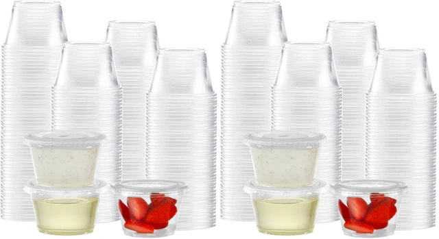 Main image of 200 Sets - 4 oz Portion Cups With Lids, Small Plastic Containers, Airtight and Stackable Souffle Cups for Jello Shots, Sauce, Condiments, Lunch, Party, Trips (Pack of 2)