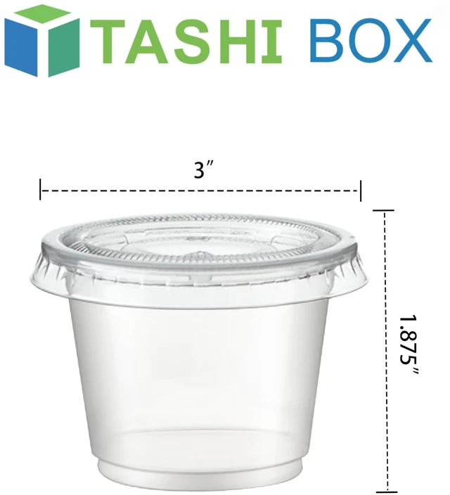 Alt view image 3 of 6 - 100 Sets - 4 oz Portion Containers with Lids, Airtight and Stackable, Jello Shot, Sauce, Condiment Cups for Lunch, Party, Trips