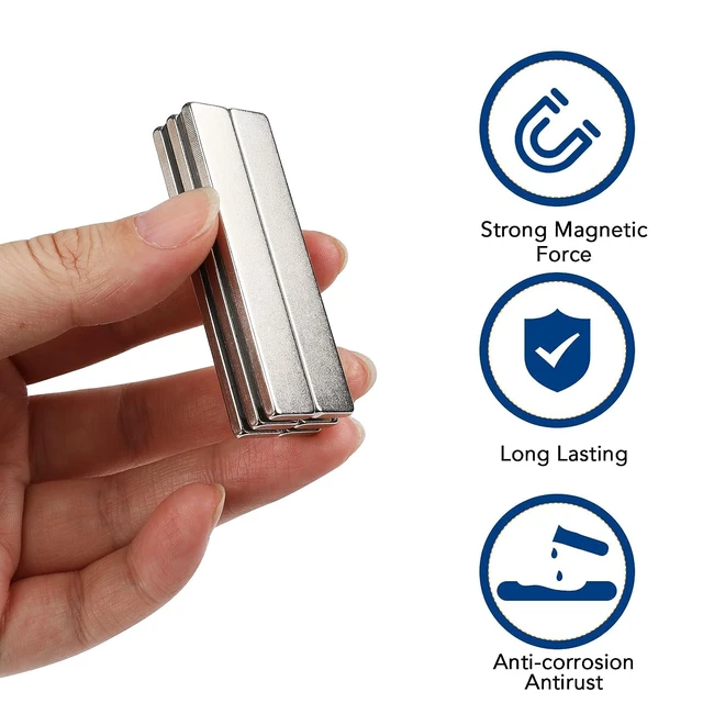 Alt view image 4 of 5 - Strong Neodymium Magnets with Adhesive Backing, 50 Pack, 60x10x3 mm Powerful Rare Earth Bar Magnets, Waterproof Black Magnetic Magnet Strips Heavy Duty for Craft, Kitchen, DIY, Office