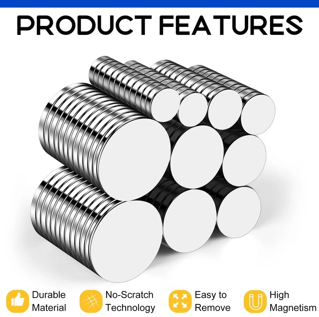 Alt view image 4 of 7 - 120P Strong Small Neodymium Refrigerator Magnets, 5 Assorted Sizes Tiny Rare Earth Magnets, Strong Premium Disc Office Magnets for Whiteboard, Crafts, DIY, Kitchen Cabinet