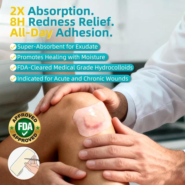 Alt view image 4 of 7 - Hydrocolloid Bandage Roll (3in*12ft), Highly Absorbent Hydrocolloid Dressings for Wound Care, Burn, Blister, Pimple Patches for Acne Care, Waterproof & Cut to Size