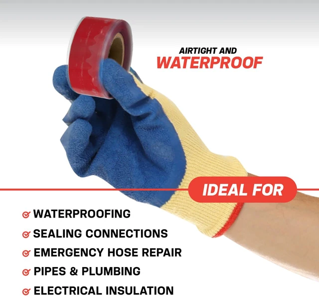 Alt view image 3 of 7 - Rescue Tape, Self-Fusing Silicone Repair Tape, 1 in x 36 ft, White Self-Fusing Silicone Tape, Waterproof Seal, Leak Repair, Heat Resistant, Electrical Insulation