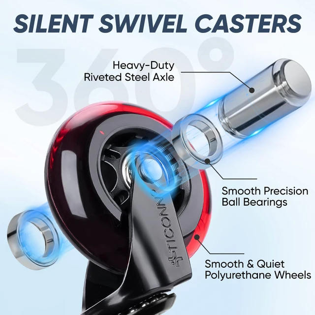 Alt view image 2 of 7 - Office Chair Wheels, 3" Caster Wheels for Tile Carpets, Set of 5 650 lbs Weight Capacity, Smooth & Quiet Rolling, Scratch-Free Floor Protection, Universal Fit, Easy Snap-In Installation