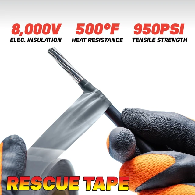 Alt view image 5 of 7 - Rescue Tape, Self-Fusing Silicone Repair Tape, 1 in x 36 ft, White Self-Fusing Silicone Tape, Waterproof Seal, Leak Repair, Heat Resistant, Electrical Insulation