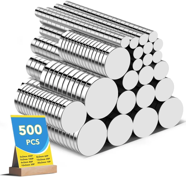 Main image of 500Pcs Small Magnets, 7 Sizes Refrigerator Magnet Rare Earth Magnets Neodymium Magnet for Crafts, Whiteboard, Kitchen Cabinet