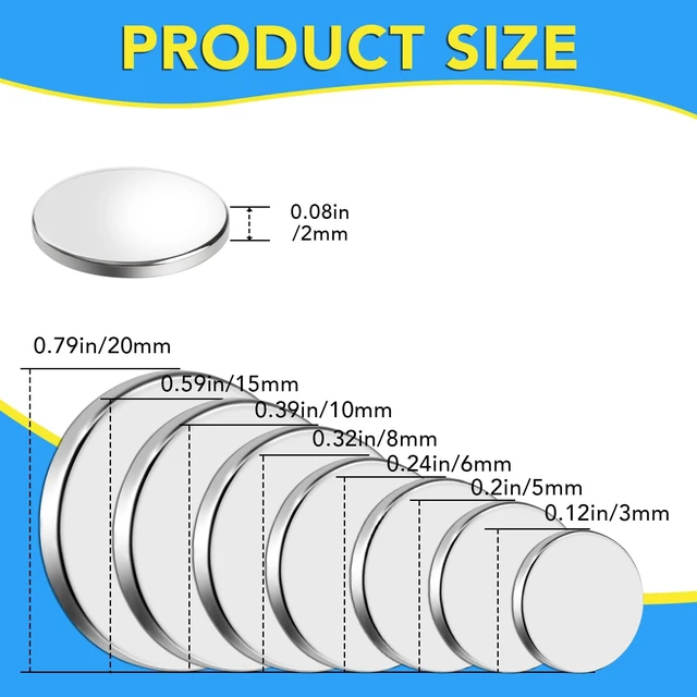 Alt view image 2 of 7 - 500Pcs Small Magnets, 7 Sizes Refrigerator Magnet Rare Earth Magnets Neodymium Magnet for Crafts, Whiteboard, Kitchen Cabinet
