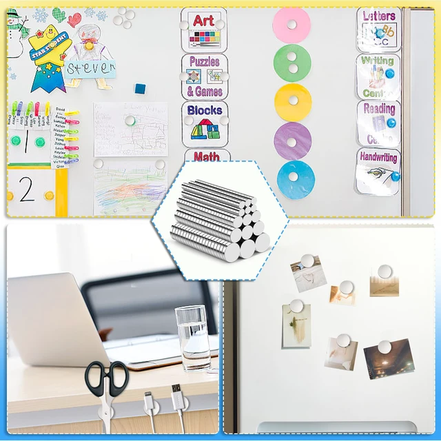 Alt view image 4 of 7 - 500Pcs Small Magnets, 7 Sizes Refrigerator Magnet Rare Earth Magnets Neodymium Magnet for Crafts, Whiteboard, Kitchen Cabinet