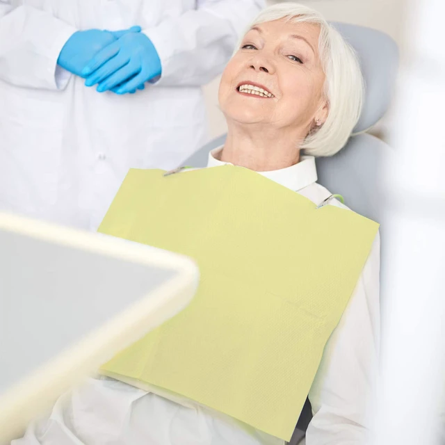 Alt view image 4 of 7 - Dental Bibs 125pack, Disposable Tattoo Bibs 3-Ply, 13" x 18", Yellow 2-Ply Paper 1-Ply Film, for Medical Tray Covers