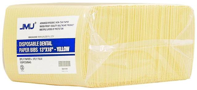 Alt view image 7 of 7 - Dental Bibs 125pack, Disposable Tattoo Bibs 3-Ply, 13" x 18", Yellow 2-Ply Paper 1-Ply Film, for Medical Tray Covers
