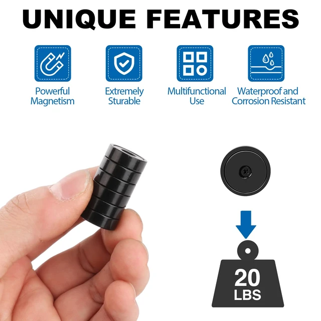 Alt view image 3 of 7 - Strong Magnets Heavy Duty Screw On Neodymium 20LBS Magnet 36 Pack Rare Earth With Screw Hole Door Catch Adhesive Magnetic Locker Cabinet Round Wall Cruise Cabins Disc Mounting Fridge Black