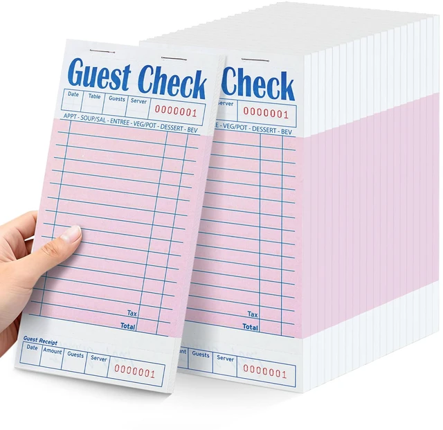 Main image of 20 Pack/1000 Tickets Guest Checks Books for Servers, Pink