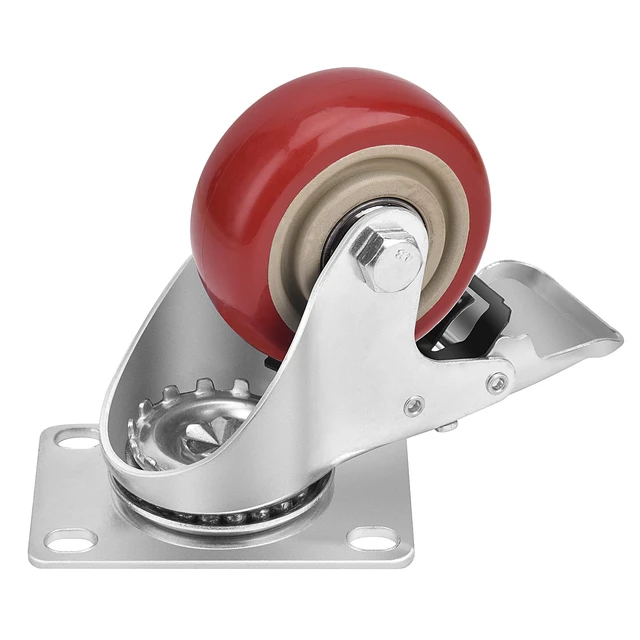 Alt view image 7 of 7 - 3 Inch Industrial Heavy Duty Swivel Caster Wheels with Brake,Set of 4 Safety Locking Casters,Load 1600lbs,Premium Polyurethane Wheels for Table,Trailer,Saw Table,Stage Toolbox,Bed,Corn Board