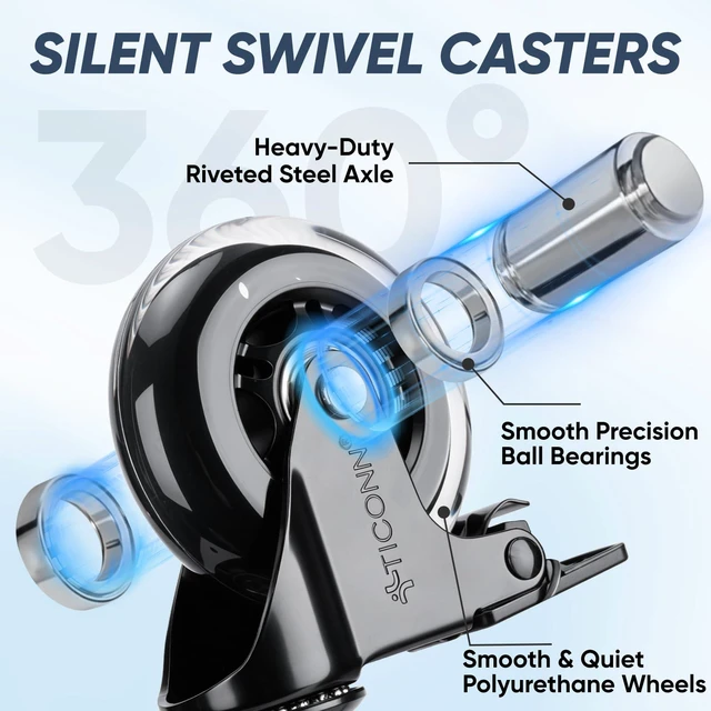 Alt view image 2 of 7 - Office Chair Wheels, 3" Caster Wheels for Tile Carpets, Set of 5 650 lbs Weight Capacity, Smooth & Quiet Rolling, Scratch-Free Floor Protection, Universal Fit, Easy Snap-In Installation