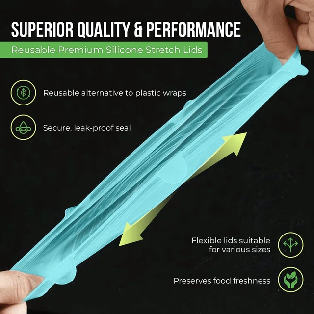 Alt view image 5 of 7 - Reusable Silicone Stretch Lids for Food Storage in Fridge - Elastic Heat-Resistant Bowl Covers, Cups, Cans, Jars - Universal Food Grade Lid for Containers - 7 Pack - Light Green Stretchy Lid Set