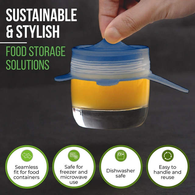 Alt view image 6 of 7 - Reusable Silicone Stretch Lids for Food Storage in Fridge - Elastic Heat-Resistant Bowl Covers, Cups, Cans, Jars - Universal Food Grade Lid for Round and Rectangle Containers - 7 Pack - Multicolor