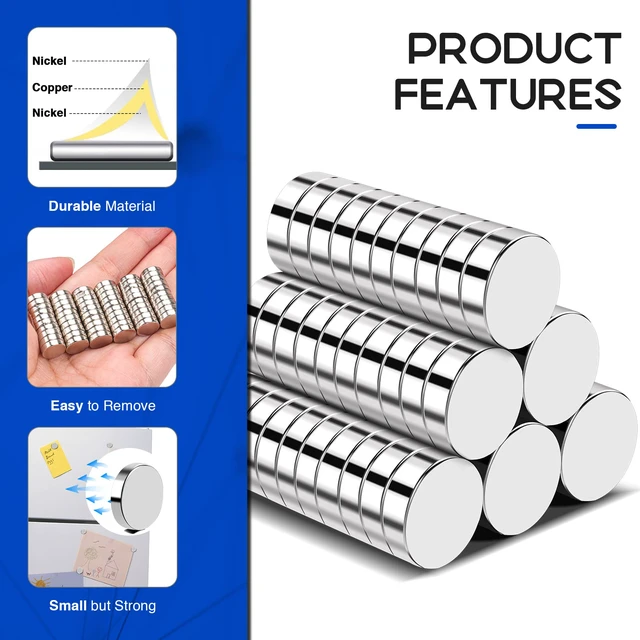 Alt view image 4 of 6 - 60Pcs Small Magnets, 10x3mm Rare Earth Magnets Mini Magnet Neodymium Disc Magnets for Fridge, Crafts, DIY, Kitchen, Whiteboard, Office