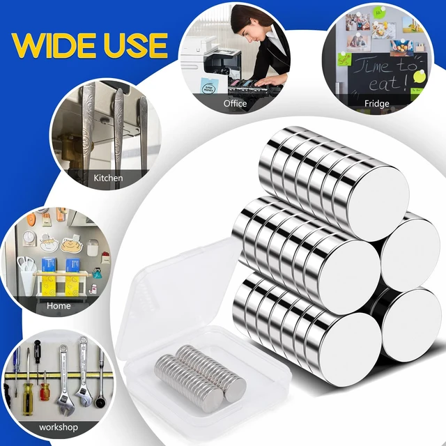 Alt view image 4 of 6 - 35 Pcs Rare Earth Magnets, 15x2mm Neodymium Magnet Small Magnets Neodymium Disc Magnets for Whiteboard Fridge Office