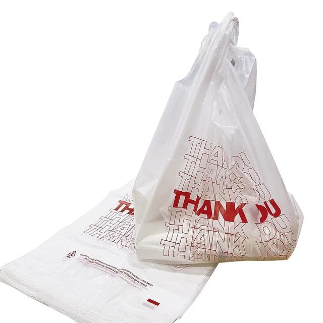 Main image of 1000 Ct plastic bags/Shopping Bags/Thank You Bags/Reusable and Disposable Grocery Bags - Measures 11.5" X 6.25" X 21", 15mic, 0.6 Mil