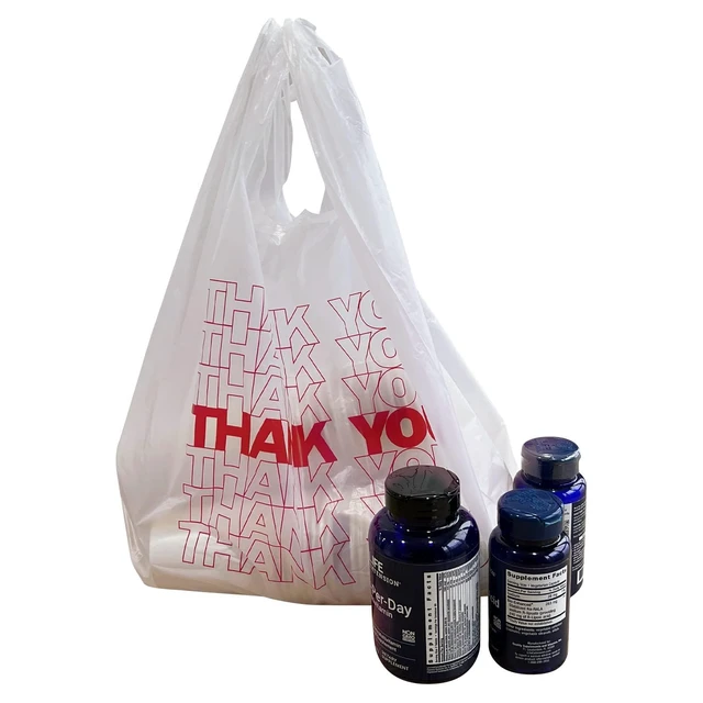 Alt view image 3 of 7 - 1000 Ct plastic bags/Shopping Bags/Thank You Bags/Reusable and Disposable Grocery Bags - Measures 11.5" X 6.25" X 21", 15mic, 0.6 Mil