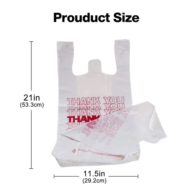 Alt view image 5 of 7 - 1000 Ct plastic bags/Shopping Bags/Thank You Bags/Reusable and Disposable Grocery Bags - Measures 11.5" X 6.25" X 21", 15mic, 0.6 Mil