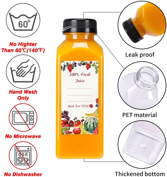 Alt view image 2 of 7 - 20pcs 16oz Juice Bottles, Plastic Juicing Bottles with Caps Clear Drink Containers with Lids for Drinking, Smoothie and Other Beverages