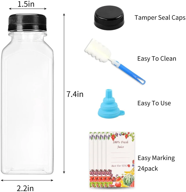 Alt view image 3 of 7 - 20pcs 16oz Juice Bottles, Plastic Juicing Bottles with Caps Clear Drink Containers with Lids for Drinking, Smoothie and Other Beverages