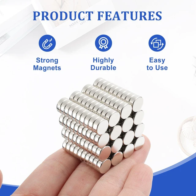 Alt view image 3 of 6 - 500Pcs Small Refrigerator Magnets, 8x3mm Round Rare Earth Magnet Mini Tiny Neodymium Strong Magnets for Crafts, DIY, Fridge, Miniatures, Whiteboard, Office, Kitchen, Dry Erase Board