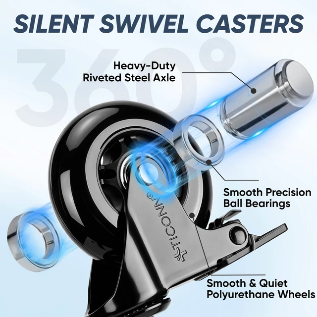 Alt view image 2 of 7 - Office Chair Wheels, 3" Caster Wheels for Tile Carpets, Set of 5 650 lbs Weight Capacity, Smooth & Quiet Rolling, Scratch-Free Floor Protection, Universal Fit, Easy Snap-In Installation
