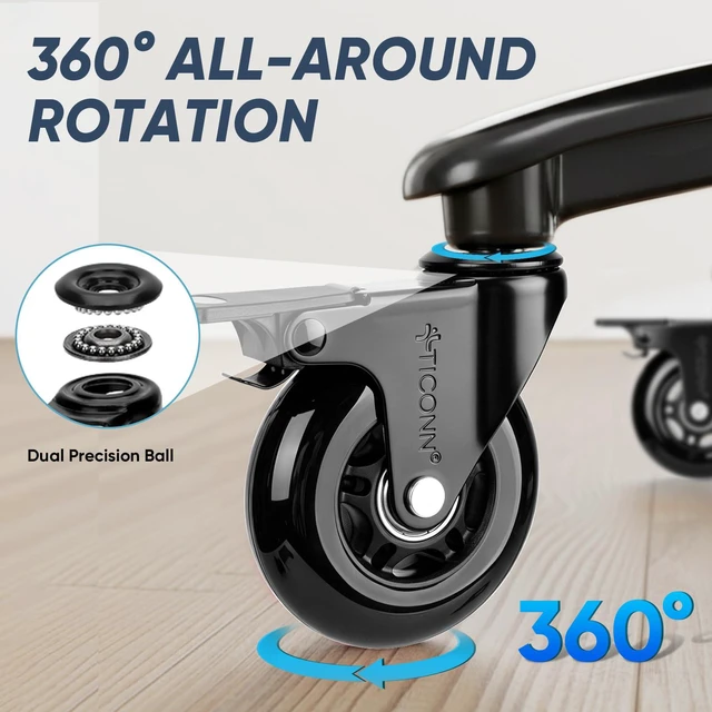 Alt view image 5 of 7 - Office Chair Wheels, 3" Caster Wheels for Tile Carpets, Set of 5 650 lbs Weight Capacity, Smooth & Quiet Rolling, Scratch-Free Floor Protection, Universal Fit, Easy Snap-In Installation