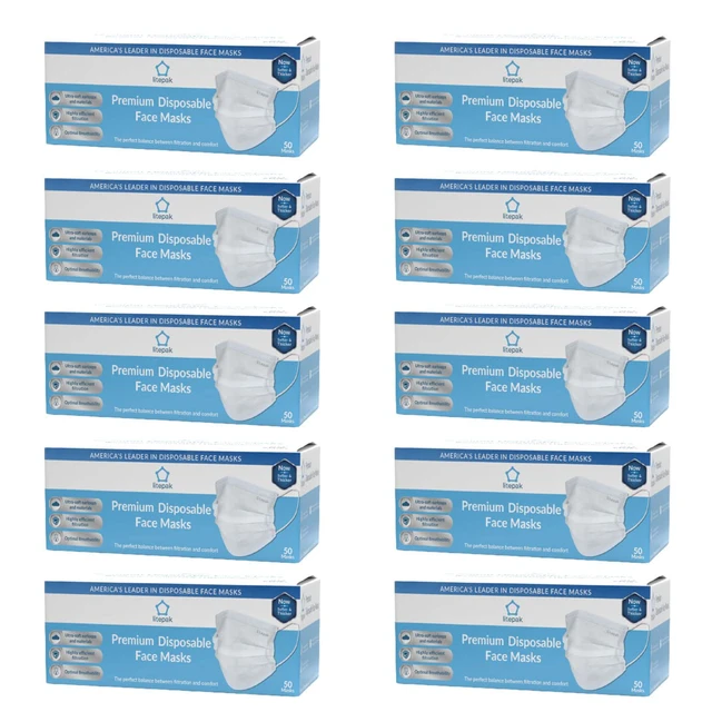 Alt view image 2 of 7 - 500pcs Premium Disposable Face Mask SOFT 3ply Nose Wire