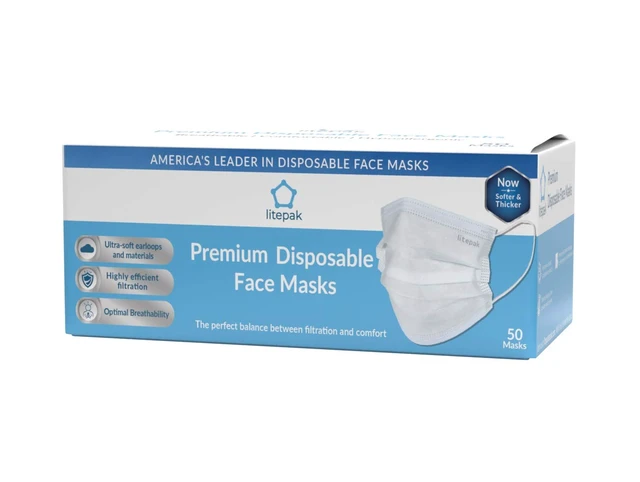 Alt view image 4 of 7 - 500pcs Premium Disposable Face Mask SOFT 3ply Nose Wire