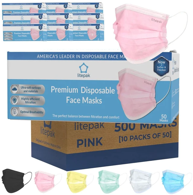 Main image of 500pcs Premium Disposable Face Mask SOFT 3ply Nose Wire