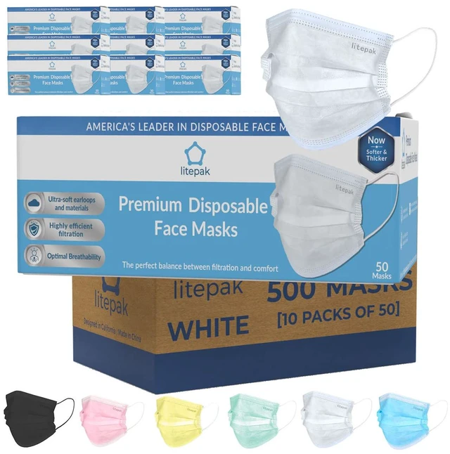 Main image of 500pcs Premium Disposable Face Mask SOFT 3ply Nose Wire