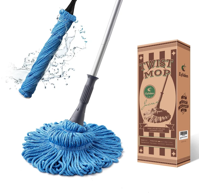 Main image of Mop with 2 Reusable Microfiber Heads, Easy Wringing Twist Mop 57.5 inch Long Handle, Wet Mops for Floor Cleaning, Commercial Household Clean Hardwood, Vinyl, Tile and More