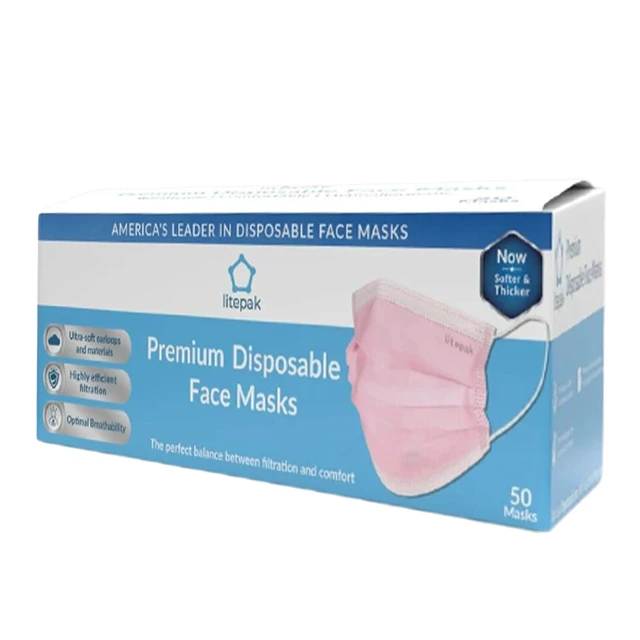 Alt view image 3 of 6 - 500pcs Premium Disposable Face Mask SOFT 3ply Nose Wire