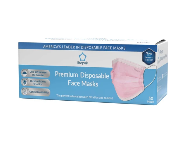 Alt view image 4 of 6 - 500pcs Premium Disposable Face Mask SOFT 3ply Nose Wire