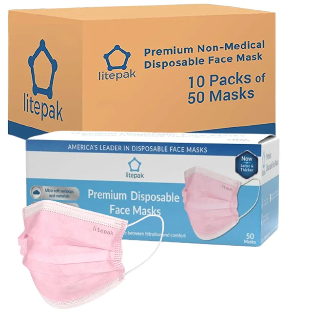 Alt view image 5 of 6 - 500pcs Premium Disposable Face Mask SOFT 3ply Nose Wire