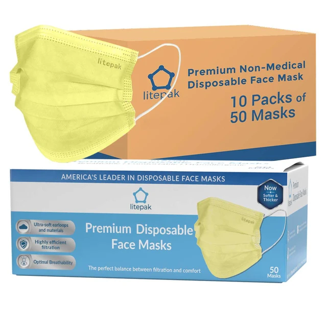 Alt view image 2 of 7 - 500pcs Premium Disposable Face Mask SOFT 3ply Nose Wire