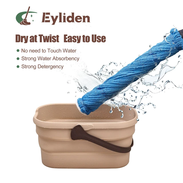 Alt view image 2 of 7 - Mop with 2 Reusable Microfiber Heads, Easy Wringing Twist Mop 57.5 inch Long Handle, Wet Mops for Floor Cleaning, Commercial Household Clean Hardwood, Vinyl, Tile and More