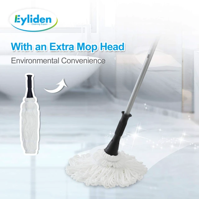 Alt view image 3 of 7 - Mop with 2 Reusable Microfiber Heads, Easy Wringing Twist Mop 57.5 inch Long Handle, Wet Mops for Floor Cleaning, Commercial Household Clean Hardwood, Vinyl, Tile and More, White