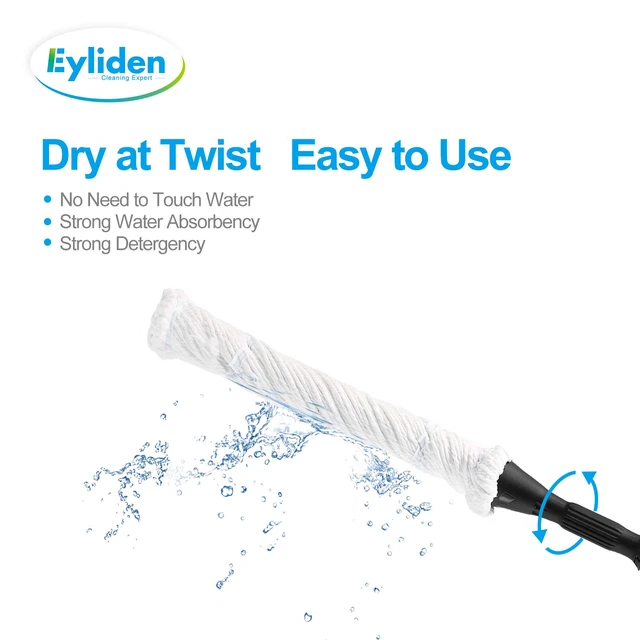 Alt view image 4 of 7 - Mop with 2 Reusable Microfiber Heads, Easy Wringing Twist Mop 57.5 inch Long Handle, Wet Mops for Floor Cleaning, Commercial Household Clean Hardwood, Vinyl, Tile and More, White