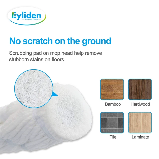 Alt view image 2 of 7 - Mop with 2 Reusable Microfiber Heads, Easy Wringing Twist Mop 57.5 inch Long Handle, Wet Mops for Floor Cleaning, Commercial Household Clean Hardwood, Vinyl, Tile and More, White