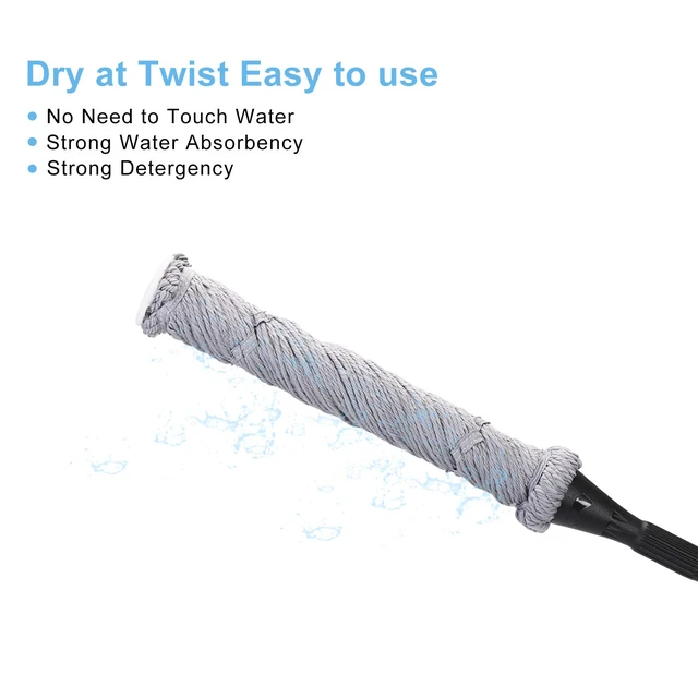 Alt view image 4 of 7 - Mop with 2 Reusable Microfiber Heads, Easy Wringing Twist Mop 57.5 inch Long Handle, Wet Mops for Floor Cleaning, Commercial Household Clean Hardwood, Vinyl, Tile and More, Grey