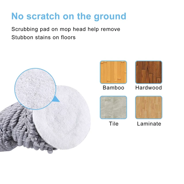 Alt view image 2 of 7 - Mop with 2 Reusable Microfiber Heads, Easy Wringing Twist Mop 57.5 inch Long Handle, Wet Mops for Floor Cleaning, Commercial Household Clean Hardwood, Vinyl, Tile and More, Grey