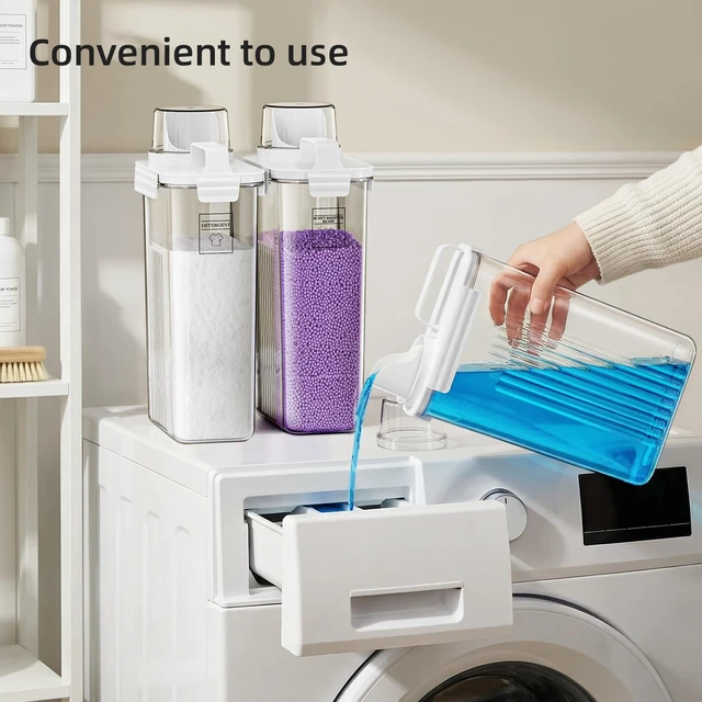 Alt view image 4 of 5 - 94oz Laundry Detergent Dispenser Container,Laundry Soap Dispenser,3 Pack Fabric Softener Dispenser,Liquid Laundry Detergent Organizer for Laundry Room Organization
