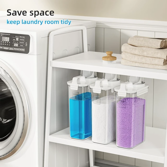 Alt view image 5 of 5 - 94oz Laundry Detergent Dispenser Container,Laundry Soap Dispenser,3 Pack Fabric Softener Dispenser,Liquid Laundry Detergent Organizer for Laundry Room Organization