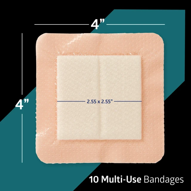 Alt view image 2 of 6 - Optifoam Gentle EX Silicone-Faced Bordered Foam Dressing, 4" x 4", 10 Count