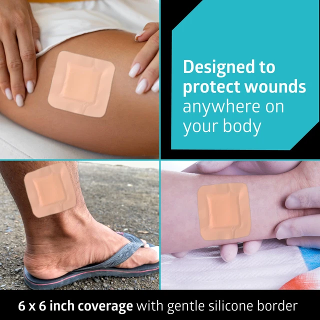 Alt view image 3 of 6 - Optifoam Gentle EX Silicone-Faced Bordered Foam Dressing, 4" x 4", 10 Count