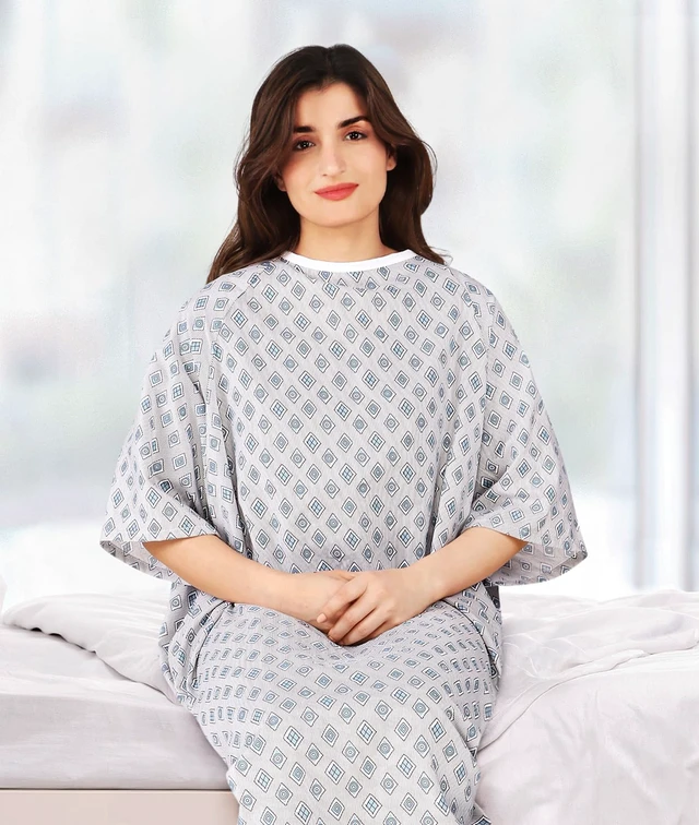 Alt view image 6 of 6 - Unisex Hospital Gowns Back-Tie Patient Gowns Women Men Fits Sizes up to 2XL Lightweight, Loose-Fit, Comfortable, Soft, Multipurpose, Medical & Everyday Utility